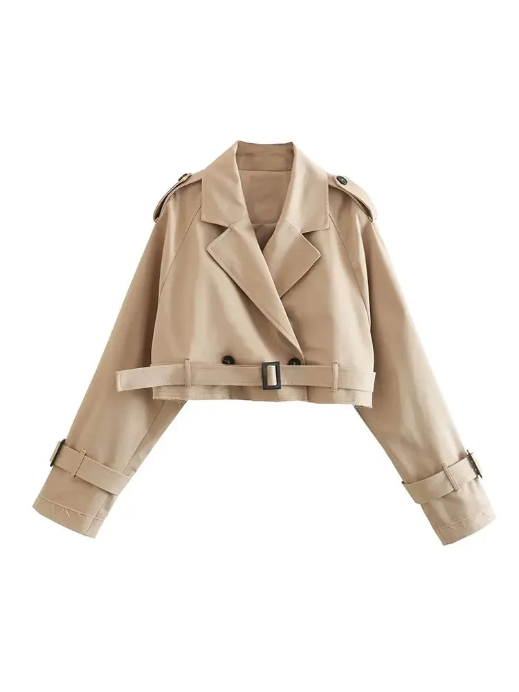 Women's Short Classic Trench Coat Jacket with Modern Style | Ideal for Winter